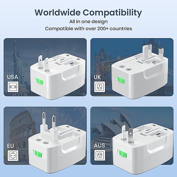 Portronics Juicemate Go Universal Travel Adapter – 6A AC Output | White