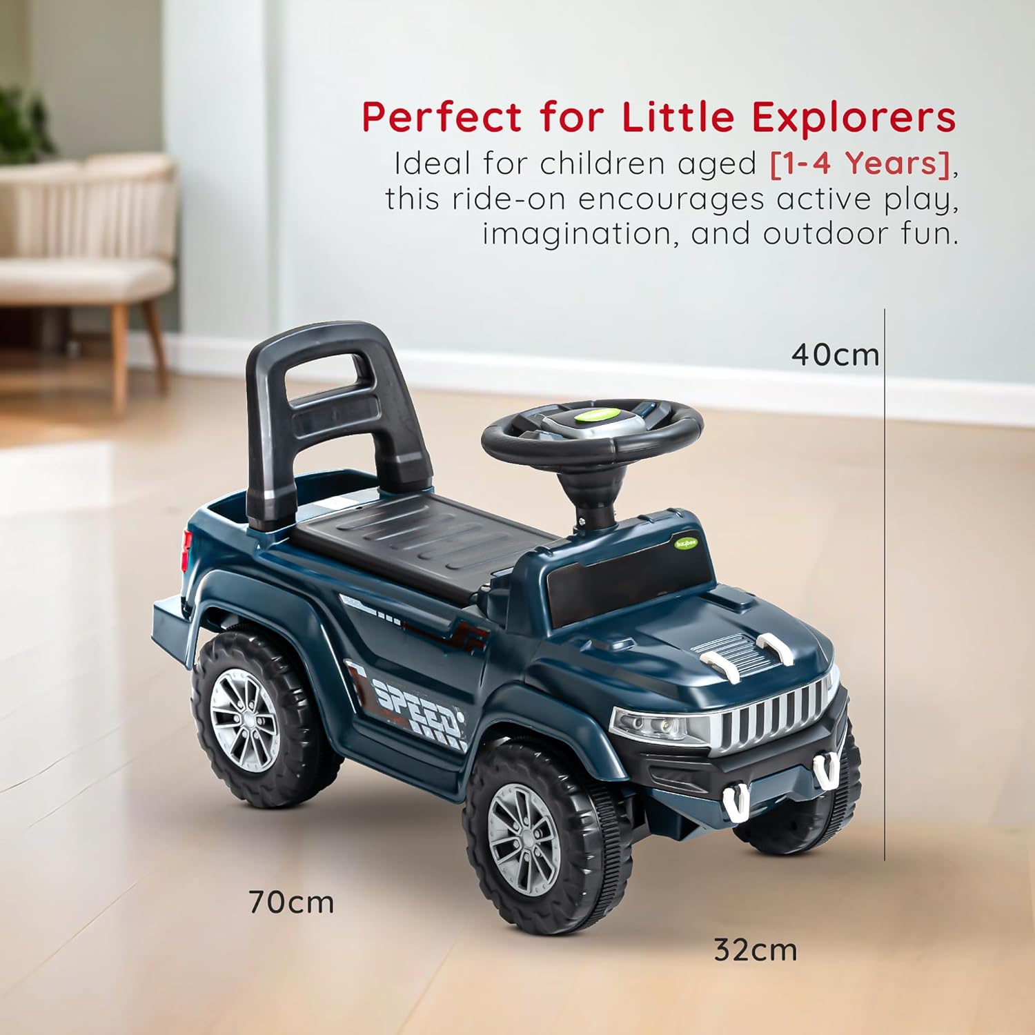 Baybee Push Ride on Baby Jeep for Kids Toys with LED Light & Storage Bin- Navy Blue Baybee Push Ride on Baby Jeep for Kids Toys with LED Light & Storage Bin- Navy Blue