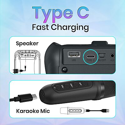 Portronics POR 2735 Apollo One 20W Bluetooth Speaker – BT 5.3  Wireless Karaoke Mic  RGB  Black