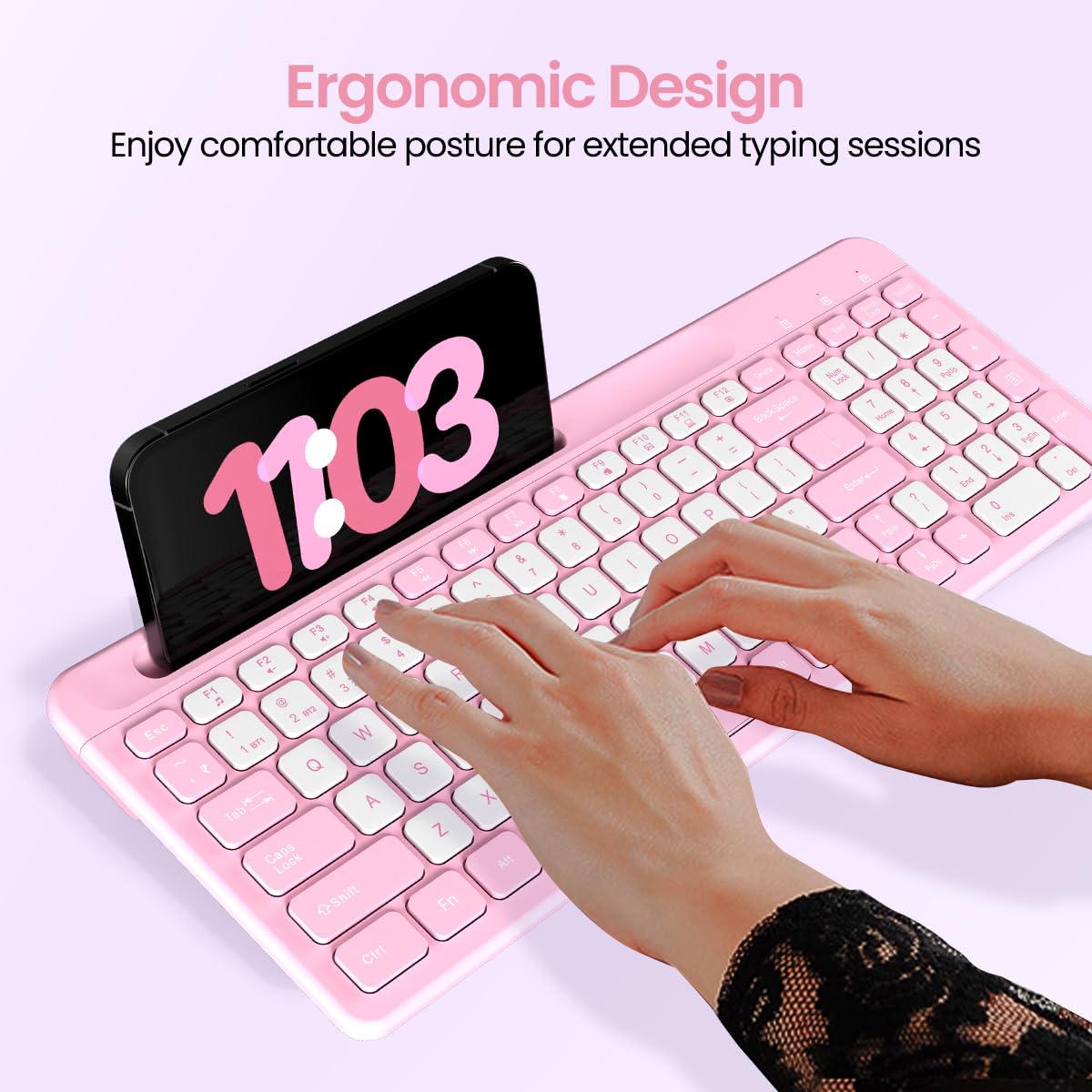 Portronics Bubble Square Green | Bluetooth + USB, Connect 3 Devices, Custom Hotkeys, Compact Design, Ideal for Home/Office, Ergonomic, Long Battery Life, Easy to Use, Stylish and Functional.