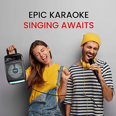 Portronics POR 2018 Melomix 20W Bluetooth Speaker – Wired Mic | TWS | FM | AUX/USB/MicroSD | Black