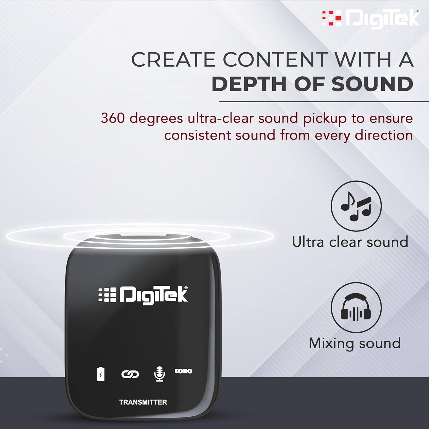 Digitek® (DWM 101 Wireless Microphone System with ANC Noise Reduction, 360° Sound Capture
