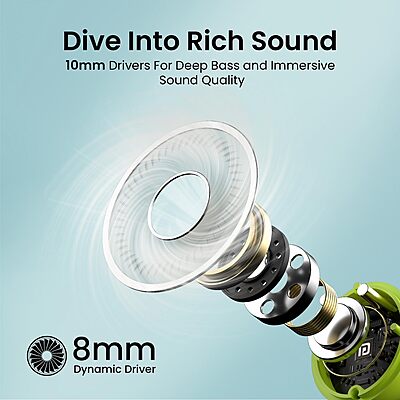 Portronics Twins S13 – TWS Earbuds, 24H Playtime, Green. Enjoy seamless connectivity, rich sound quality, and a stylish design. Perfect for music lovers and on-the-go lifestyles.
