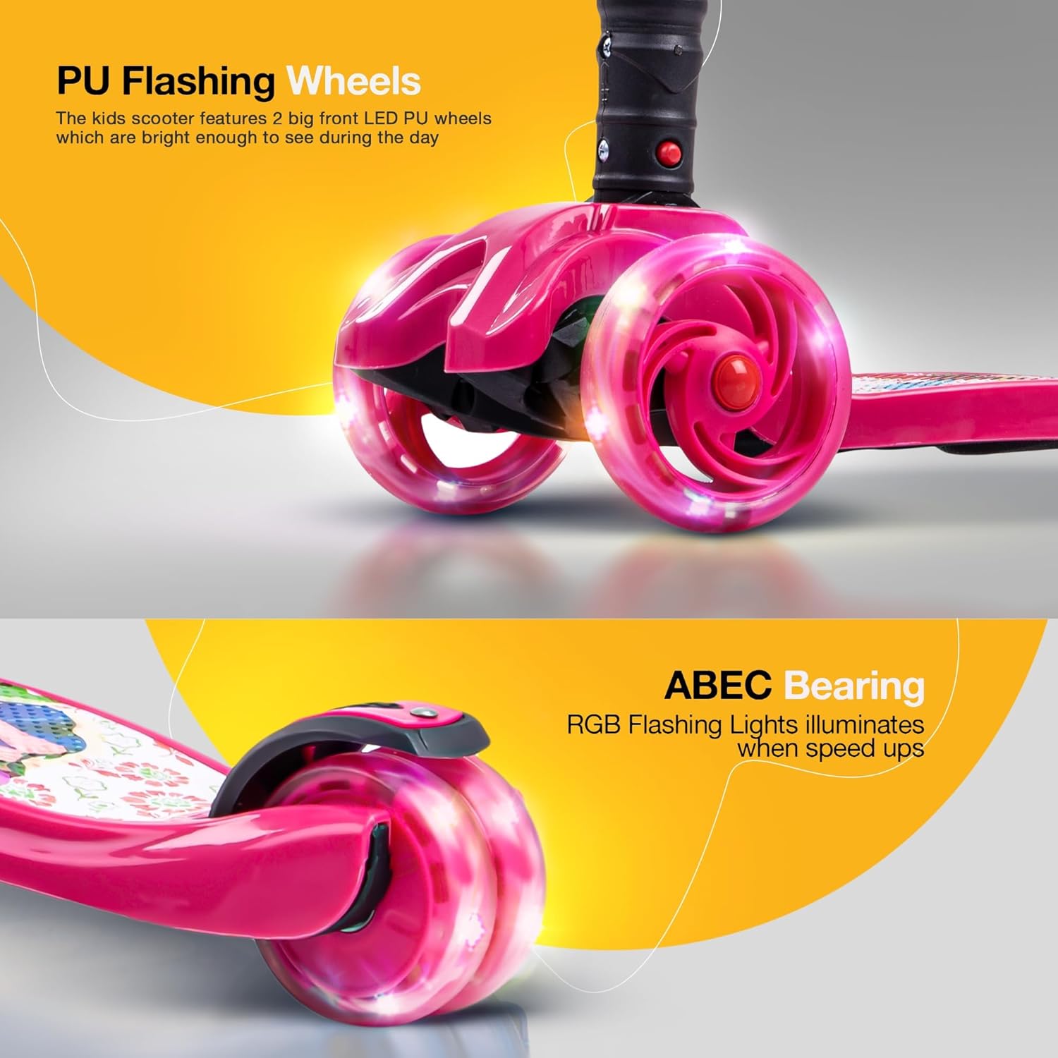 Baybee Flash Scooter for Kids with Foldable & Height Adjustable Handle- Pink Baybee Flash Scooter for Kids with Foldable & Height Adjustable Handle- Pink