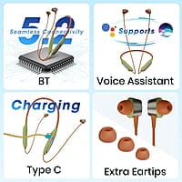 ZEBRONICS Yoga N3 with 46 Hours Backup,Bluetooth V5.2 Wireless Neckband,Enc Calling,Gaming Mode (Upto 50Ms),Voice Assistant,Dual Pairing,Splash Proof&Type C in-ear