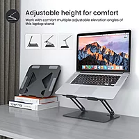 Portronics My Buddy K7 Laptop Stand – Metal Build | Foldable & Extendable | Grey | 1 Year Warranty