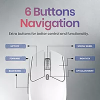 Portronics Toad 36 Wireless Mouse – 2.4GHz | Rechargeable | 6 Buttons | 1600 DPI | Ergonomic Thumb Support | Universal Compatibility | Built-in Battery | For Windows/Mac/Android/iOS | White