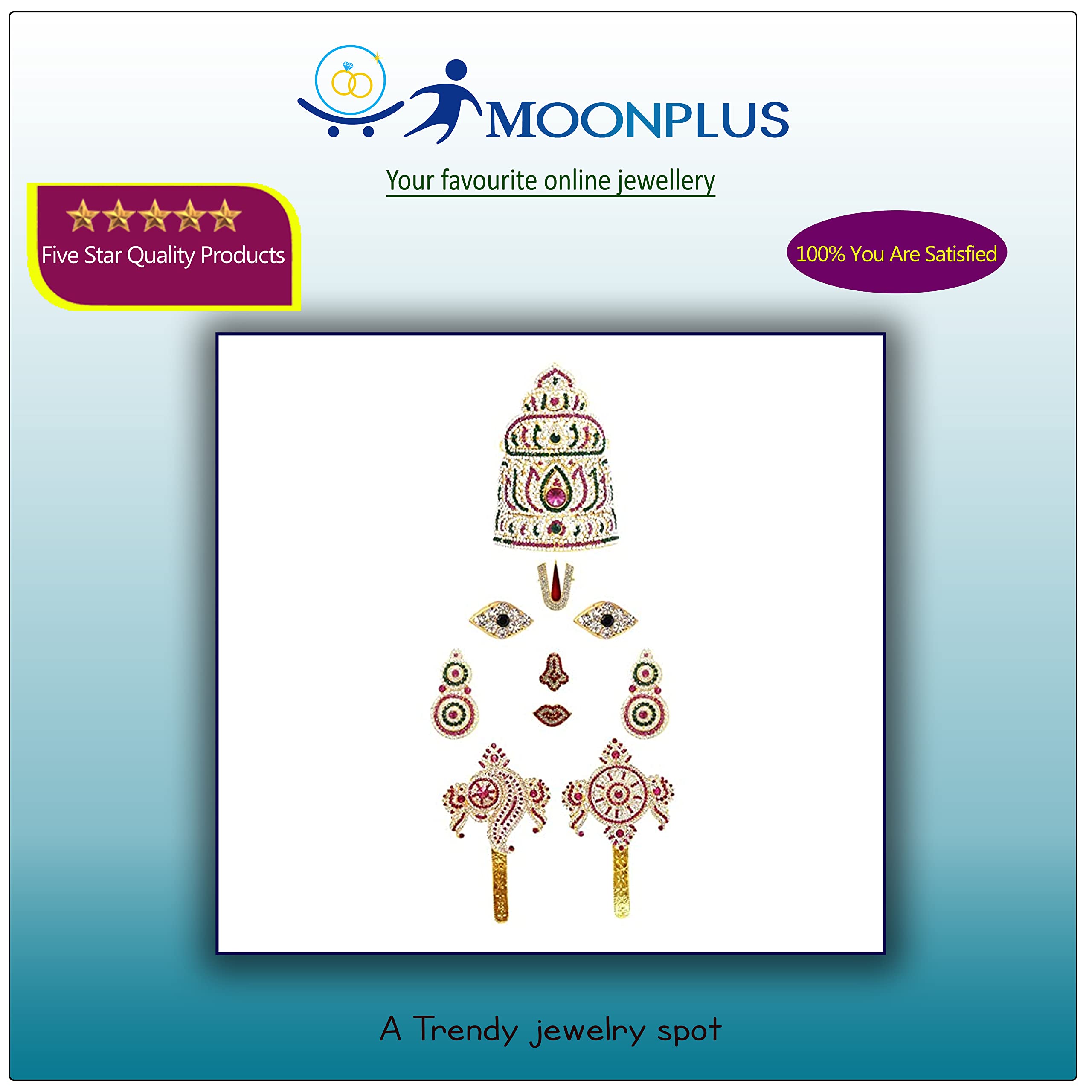 God Ornament Perumal Face/Mugam with Lotus Crown/Kireedom and Chank Chakra