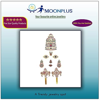 God Ornament Perumal Face/Mugam with Lotus Crown/Kireedom and Chank Chakra