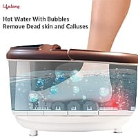 Lifelong LLM306 500W Electric Foot Spa Machine with 8 Manual Rollers, Digital Panel, Bubble Bath & Water Heating Technology