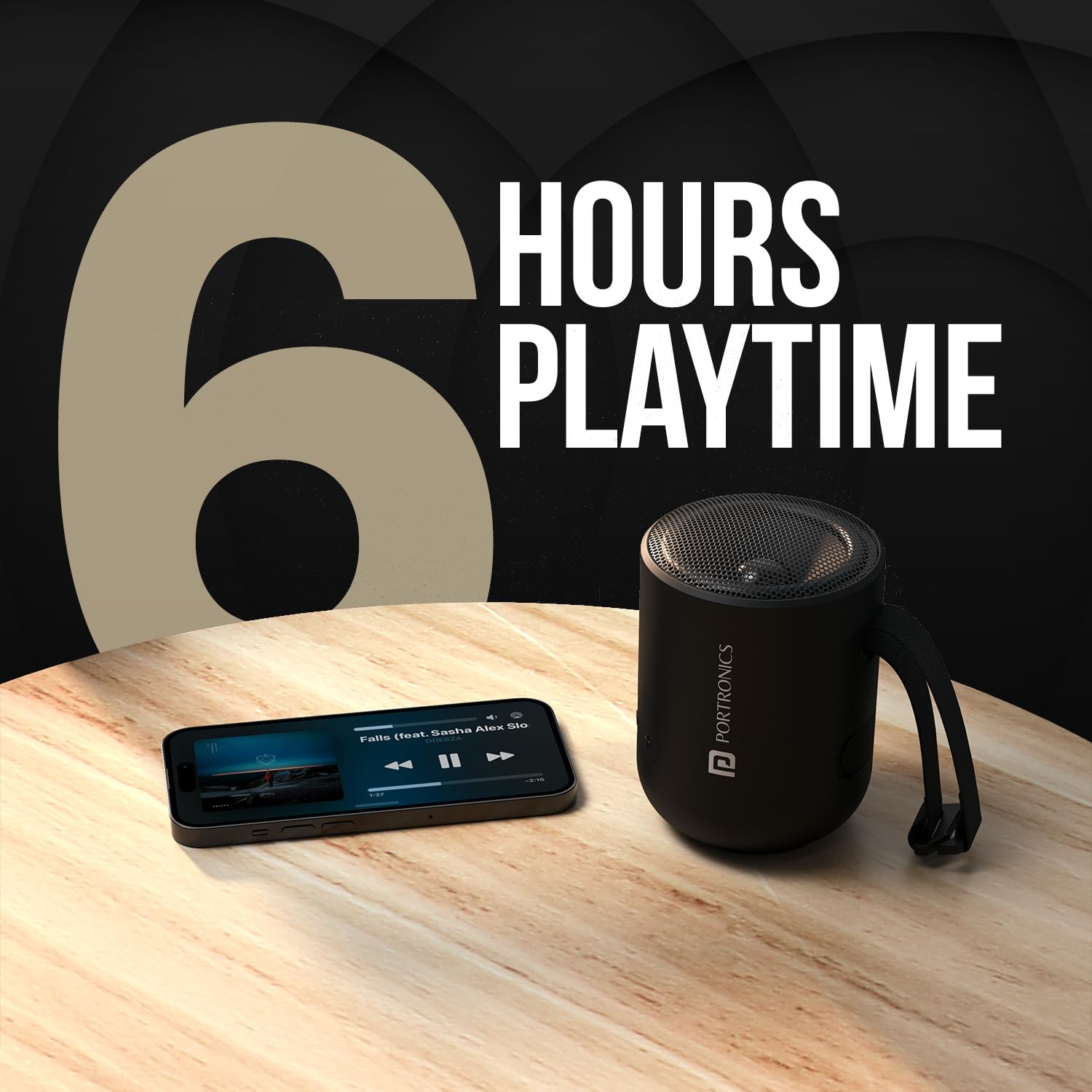 Portronics Soundpot – 20W Portable Speaker with TWS & Mic, delivers powerful sound, wireless connectivity, and hands-free calling. Perfect for outdoor adventures or home use. Enjoy music anywhere!