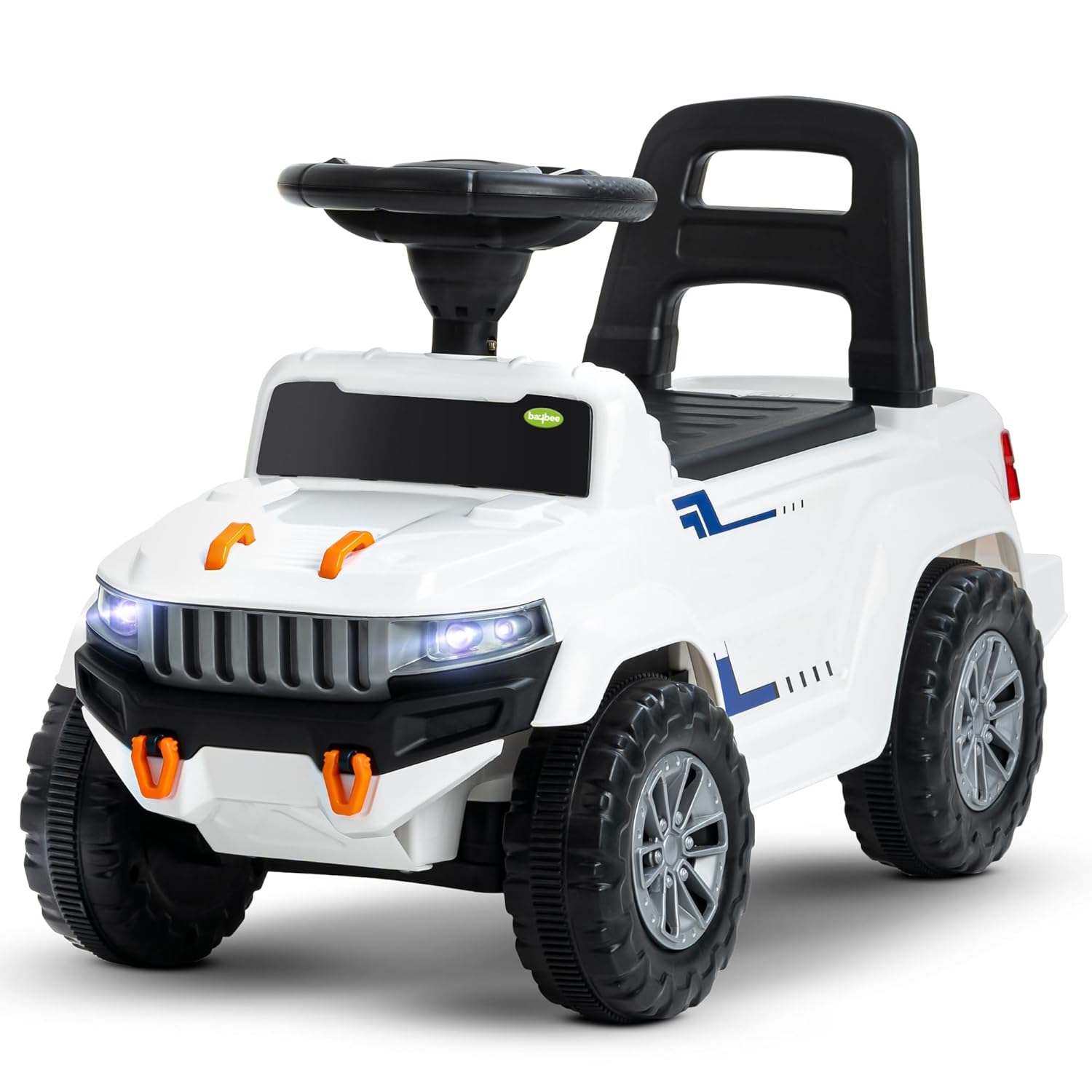 Baybee Push Ride on Baby Jeep for Kids Toys with LED Light & Storage Bin- White Baybee Push Ride on Baby Jeep for Kids Toys with LED Light & Storage Bin- White