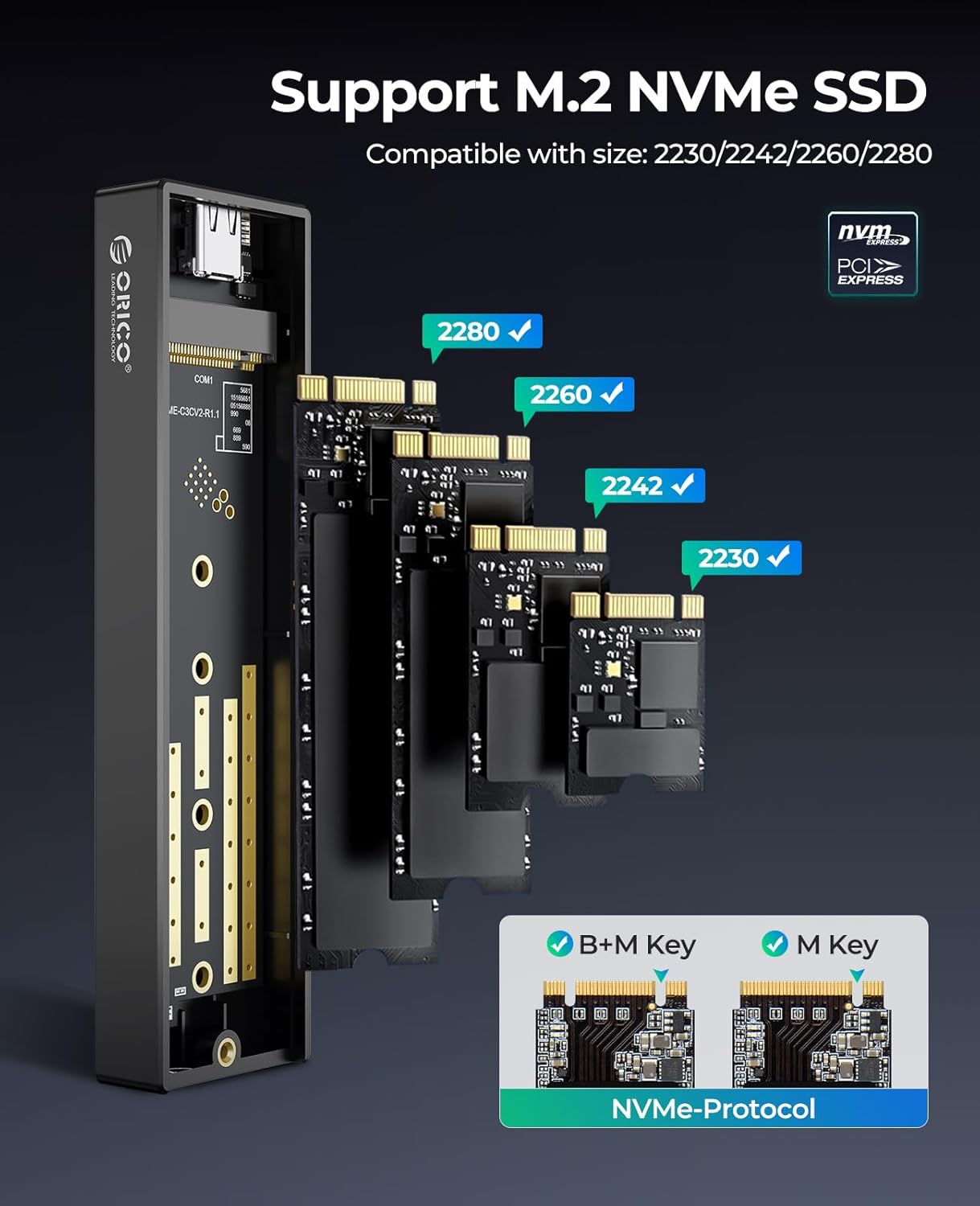 Open Box Orico SSD Enclosure M2PV-C3