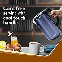 AGARO Insignia Electric Kettle, 1.8L, Double Layered Kettle, 100% Stainless Steel Inner Blue