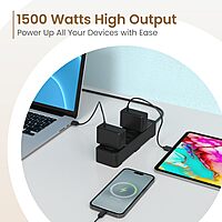 Portronics Power Plate 21 Extension Board – 3 Sockets, 1.5m Cord, 1440W, Black