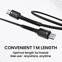 Portronics Konnect X – 60W USB-C to USB-C Cable, 1M Black, fast charging, durable design, high-speed data transfer, compatible with various devices, perfect for home and office use.