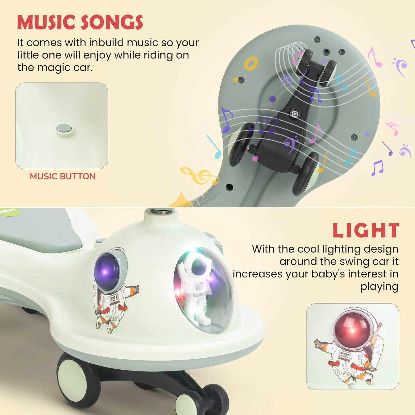 Baybee Astro Baby Swing Car for Kids-Light Blue Baybee Astro Baby Swing Car for Kids-Light Blue