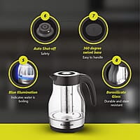 Crompton Deluxehot Glass Electric Kettle 1.7Ltr with Removable Infuser