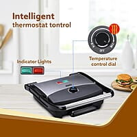 AGARO Elegant 1500-Watt Sandwich Maker with Non-Stick Grill Plates