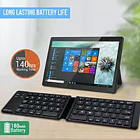 Portronics Chicklet Bluetooth Rechargeable Foldable Keyboard – Black | 1 Year Warranty