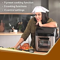 AGARO Regency Air Fryer For Home, 12L, Family Rotisserie Oven, 1800W, 9 Preset Menu