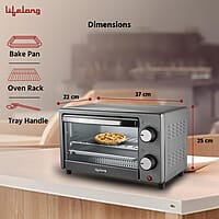 Lifelong OTG 10 Litre for Kitchen with Baking Tray - 800W Electric Oven Toaster Griller