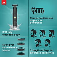Havells ST8000 Shimmer plus, 5 in 1 rechargeable Dual-Blade Shaver cum Trimmer with 4 Trimming Combs