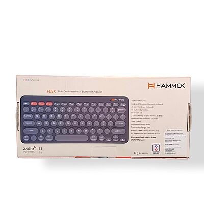HAMMOK Flex Wireless Keyboard – Bluetooth & Wireless | Compact Design | Round Keys | Multi-Device Compatible | Black