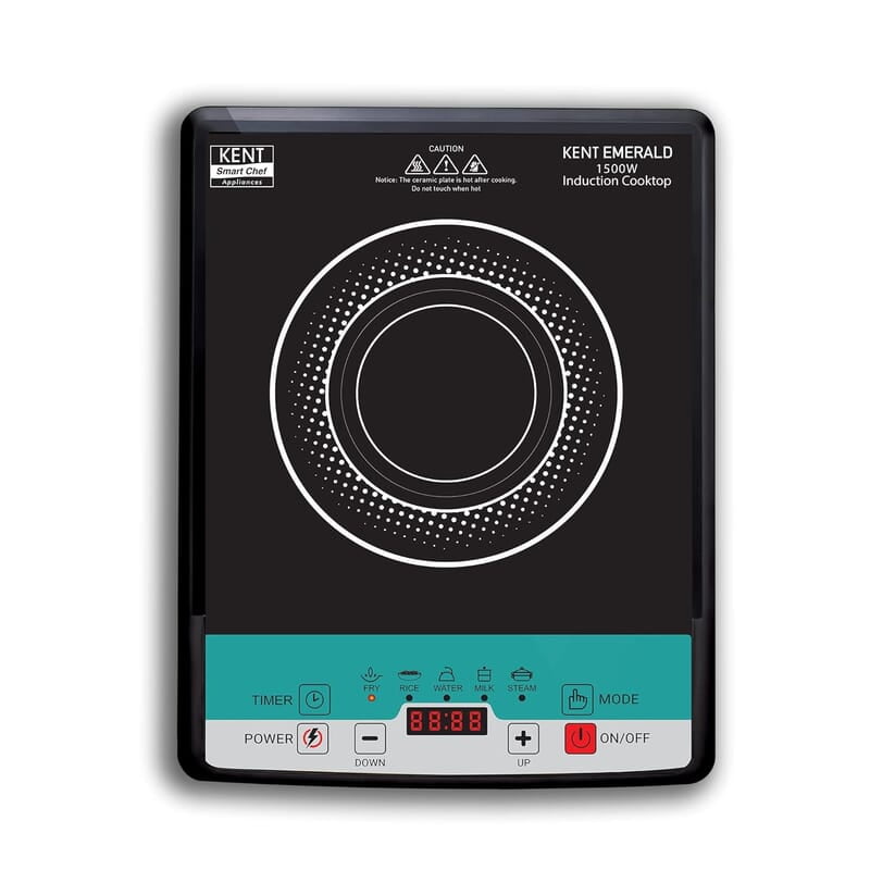KENT Emerald Induction Cooktop 1500W | Faster Cooking with 5 Preset Options | Full Microcrystalline Glass