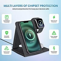 Portronics Freedom Fold 3 15W 3 in 1 Foldable MagSafe Compatible Wireless Charger for iPhone Apple Watches & AirPods