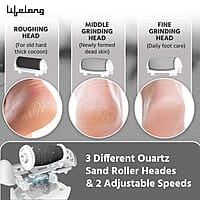 Lifelong Callus Remover for Feet Foot Scrubber for Dead Skin, 3 Changeable Roller Heads, Foot Scrubber