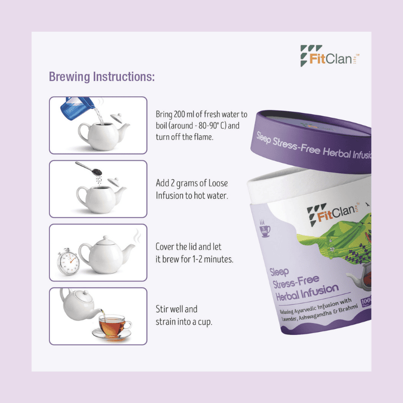 Sleep Stress-Free Herbal Tea | Relaxing Ayurvedic Tea with Ashwagandha, Brahmi & Lavender