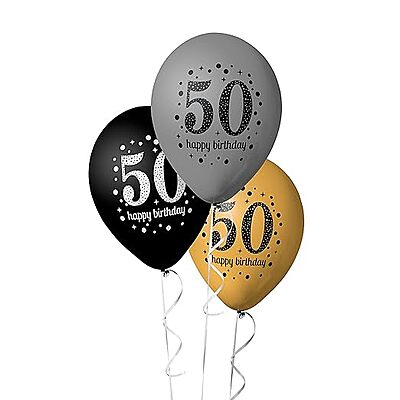 Happy 50th Birthday Combo Kit with 30pcs Printed Balloons 1 Banner Pack of 31pcs