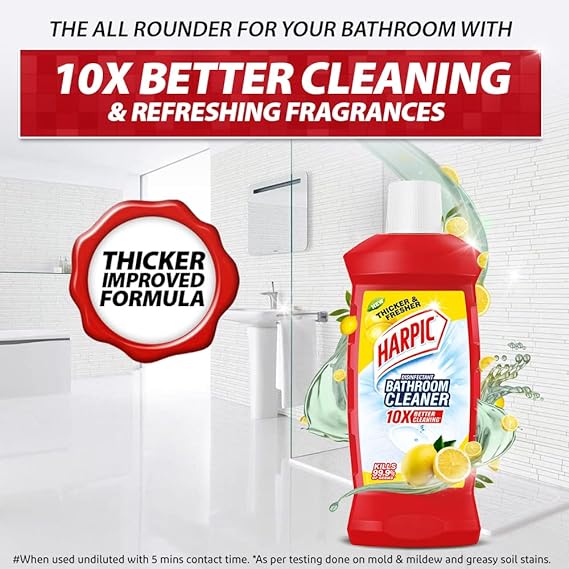 Harpic 1 Litre - Lemon, Bathroom Cleaner Liquid |