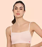 ENAMOR Moulded Double Layer Front Women's Cotton Cami Bra - Detachable Slim Straps with Back Keyhole, Non Padded, Wirefree, High Coverage A022