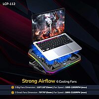 Lapcare Winner Pro LCP‑112 RGB Laptop Cooling Pad – 6 Fans, 7-Angle Adjustable, Dual USB