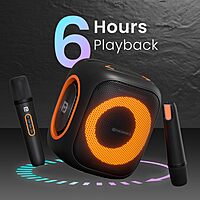 Portronics Dash 10 50W Speaker with Dual Karaoke Mics – Powerful Sound, Party-Ready | Perfect for Events, Music & Home Entertainment