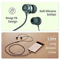 Ambrane Type C Wired in Ear Earphones with in-Line Mic for Clear Calling,1.2M Cable,10Mm Dynamic Drivers for Boostedbass,Control Buttons for iPhone 15,Samsung&Type C Devices Stringz 38C