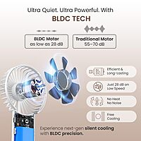 Portronics Toofan Mini 2 Handheld Fan – Rechargeable, 6-Speed, 7 Blades, White