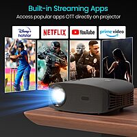 Portronics Beem 490 Smart Projector – 1080p Full HD, 6000 Lumens, Compact Design | Wi-Fi Enabled | Perfect for Home Theater, Presentations & Gaming