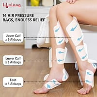 Lifelong Air Pressure Foot & Leg Massager Machine  14 Compression Air Bags,6 Foot Rollers & 3 Massage Modes