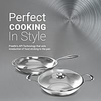 Preethi Metallica Collection Triply Stainless Steel Milk Pan with Glass Lid, 16 cm, Gas & Induction Compatible