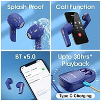 ZEBRONICS Sound Bomb X1 3-in-1 Wireless Bluetooth v5.0 In Ear Earbuds + Speaker Combo with 30 Hour Backup, Built-in LED Torch, Call Function, Voice Asst, Type C and Splash Proof Portable Design