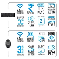 Zebronics Companion 200 Wireless Combo – Black: This sleek wireless keyboard and mouse combo offers a comfortable typing experience with a stylish design, perfect for home or office use.