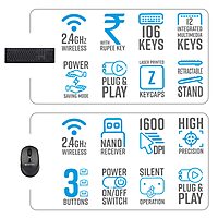 Zebronics Companion 200 Wireless Combo – Black: This sleek wireless keyboard and mouse combo offers a comfortable typing experience with a stylish design, perfect for home or office use.