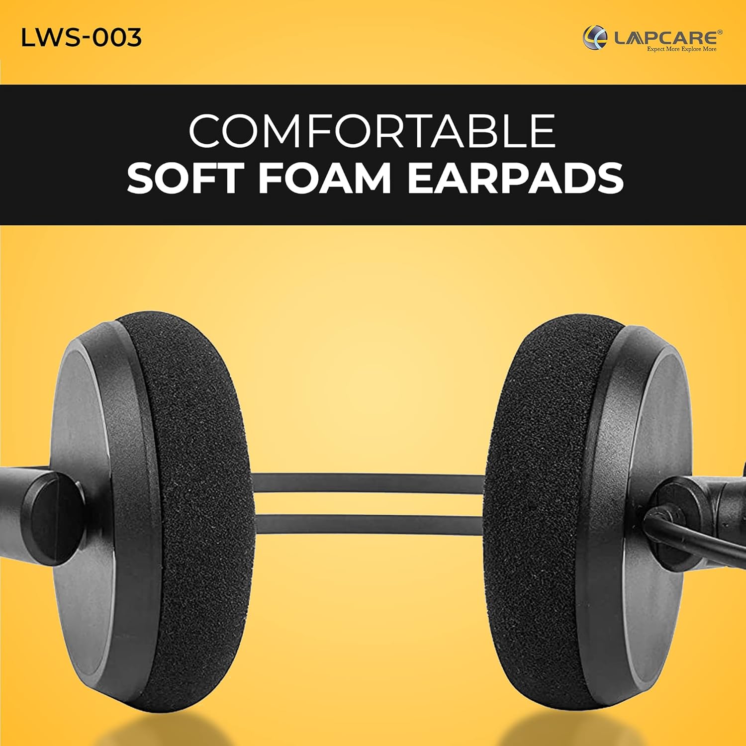 Lapcare LWS‑003 Wired Stereo Headset with Mic | On‑Ear Over‑Head Design, Soft Cushions, Deep Bass, Adjustable Mic & 1.8 m Cable – Compatible with PC, Mobile & Gaming
