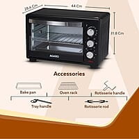 AGARO Marvel 19 Liters Oven Toaster Griller,Motorised Rotisserie Cake Baking Otg With 5 Heating Mode,(Black),1280 Watts