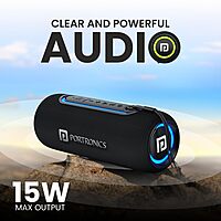 Portronics Resound 2 15W Bluetooth Speaker – BT 5.3, TWS, AUX, USB, RGB Light, Black 1 warranty