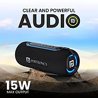 Portronics Resound 2 15W Bluetooth Speaker – BT 5.3, TWS, AUX, USB, RGB Light, Black 1 warranty
