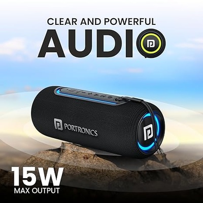 Portronics Resound 2 15W HD Sound Portable Wireless Bluetooth Speaker, in-Built Mic, RGB Lights, TWS Connectivity, Bluetooth v5.3, IPX5 Water Resistant, Type C Charging Port Portronics Resound 2 15W HD Sound Portable Wireless Bluetooth Speaker, in-Built Mic, RGB Lights, TWS Connectivity, Bluetooth v5.3, IPX5 Water Resistant, Type C Charging Port